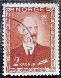 Selo postal da Noruega de 1946 King Haakon VII