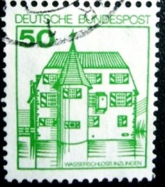 Selo postal da Alemanha de 1980 Inzlingen Moated Castle