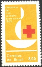 Selo postal do Brasil de 1963 Cruz Vermelha