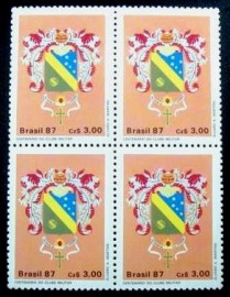Quadra de selos postais do Brasil de 1987 Centenário Clube Militar