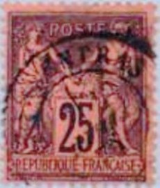 Selo postal da França de 1878 Peace and commerce (Type Sage) 25
