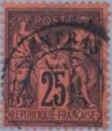 Selo postal da França de 1878 Peace and commerce (Type Sage) 25