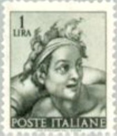 Selo postal da Itália de 1961 Head of Naked