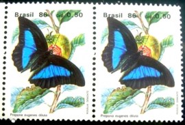Par de selos postais do Brasil de 1986 Prepona eugenes diluta