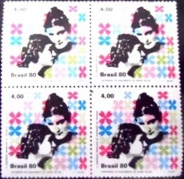 Quadra de selos do Brasil de 1980 Hellen Keller