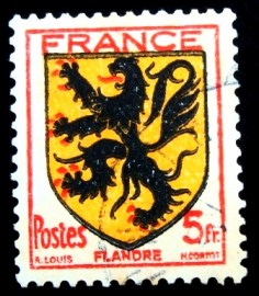 Selo postal da França de 1944 Flandre