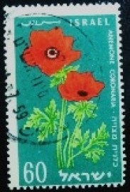 Selo postal de Israel de 1959 Anemone coronaria