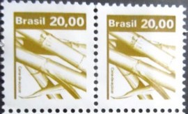 Par de selos postais do Brasil de 1982 Cana-de-açúcar
