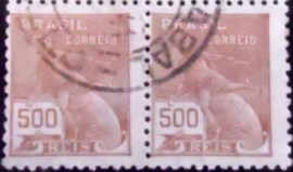 Par de selos postais do Brasil 1931 Mercúrio e Globo U