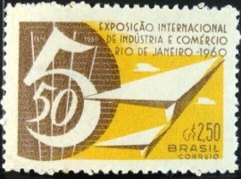 Selo postal do Brasil de 1960 Exp. Ind. e Com.