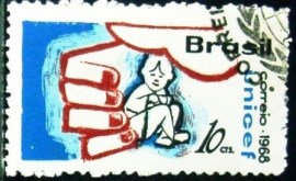 Selo postal do Brasil de 1968 UNICEF 10