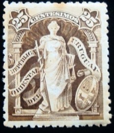 Selo postal do Uruguai de 1901 Justitia 25