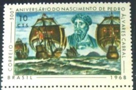 Selo postal do Brasil de 1968 Pedro Alvares Cabral - C 595 M