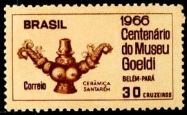 Selo postal do Brasil de 1966 Museu Emilio Goelbi - C 555 N