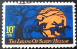 Selo postal dos Estados Unidos de 1974 Headless Horseman and Ichabod