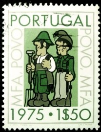 Selo postal de Portugal de 1975 Soldier as farmer