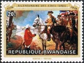 Selo postal da Ruanda de 1976 Surrender at Yorktown