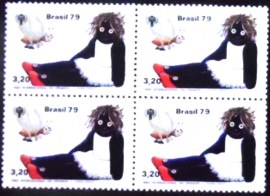 Quadra de selos postais do Brasil de 1979 Boneca de Pano