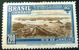 Selo postal do Brasil de 1937 Radiocomunicações 700 - C 117 M