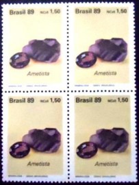 Quadra de selos postais do Brasil de 1989 Ametista