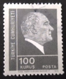 Selo postal da Turquia de 1977 Kemal Ataturk 100