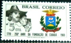 Selo postal do Brasil de 1969 Fundação de Cuiabá