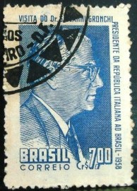 Selo postal do Brasil de 1958 Giovanni Gronchi - C 421 M1D