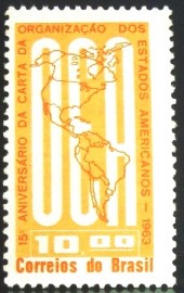 Selo postal do Brasil de 1963 Carta OEA M
