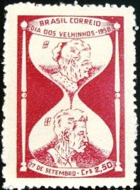 Selo postal do Brasil de 1958 Dia dos Velhinhos