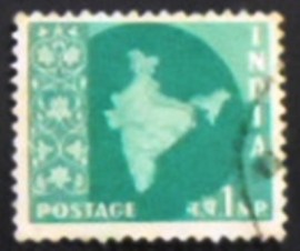 Selo postal da Índia de 1960 Map of India and Five Year Plan