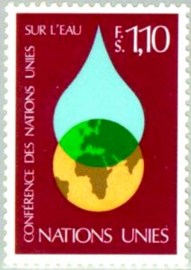 Selo postal das Nações Unidas Genebra de 1977 Water Conference
