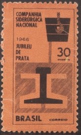 Selo postal do Brasil de 1966 Aniversário CSN