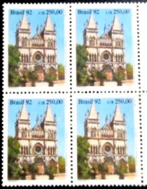 Quadra de selos postais Brasil de 1992 Catedral Presbiteriana