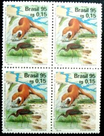 Quadra de selo postais do Brasil de 1995 Rio Tietê