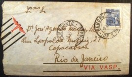 Envelope Circulado de 1943 VASP São Paulo / Rio