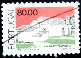 Selo postal de Portugal de 1986 Casa da Estremadura