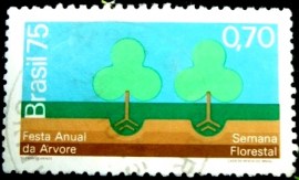 Selo postal do Brasil de 1975 Semana Florestal