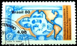 Selo postal do Brasil de 1980 Reunião BID