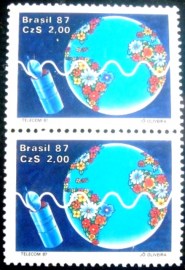 Par de selos comemorativos do Brasil emitidos em 1986 - C 1547 M V