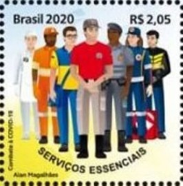 Selo postal do Brasil de 2020 Serviços Essenciais