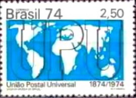 Selo postal do Brasil de 1974 Centenário da UPU M