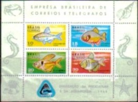 Bloco postal do Brasil de 1969 Psicultura e Aquariofilia