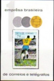 Bloco postal do Brasil de 1970 Milésimo Gol Pelé N