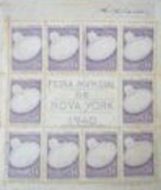 Bloco postal do Brasil de 1940 Feira Mundial New York Violeta