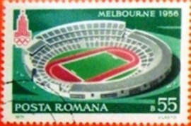 Selo postal da Romênia de 1979 Melbourne Stadium (1956)