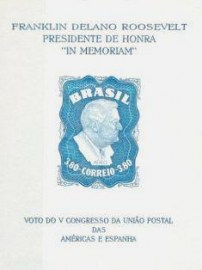 Bloco postal do Brasil de 1949 Franklin Delano Roosevelt