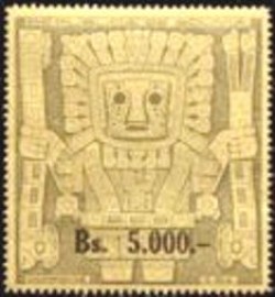 Selo postal da Bolívia de 1960 Gate of the Sun 5000