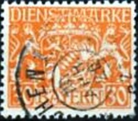 Selo postal da Alemanha Bavária de 1916 Bayern Coat of Arms 30