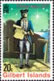 Selo postal das Ilhas Gilbert de 1977 Capt. Cook off Christmas Island