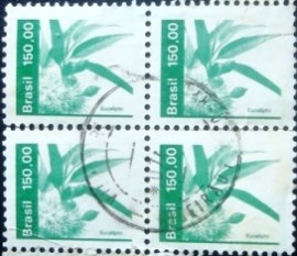 Quadra de selos postais do Brasil de 1984 Eucalipto U